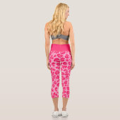 Hot Pink Modernes Leopard-Muster Capri Leggings (Rückseite)