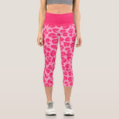 Hot Pink Modernes Leopard-Muster Capri Leggings (Vorderseite)