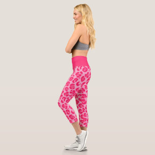 Hot Pink Modernes Leopard-Muster Capri Leggings