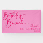 Hot Pink Modernes Minimalistisches Birthday Brunch Banner (Horizontal)