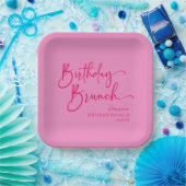Hot Pink Modernes Minimalistisches Birthday Brunch Pappteller (Party)