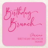 Hot Pink Modernes Minimalistisches Birthday Brunch Rechteckiger Pappuntersetzer (Vorderseite)