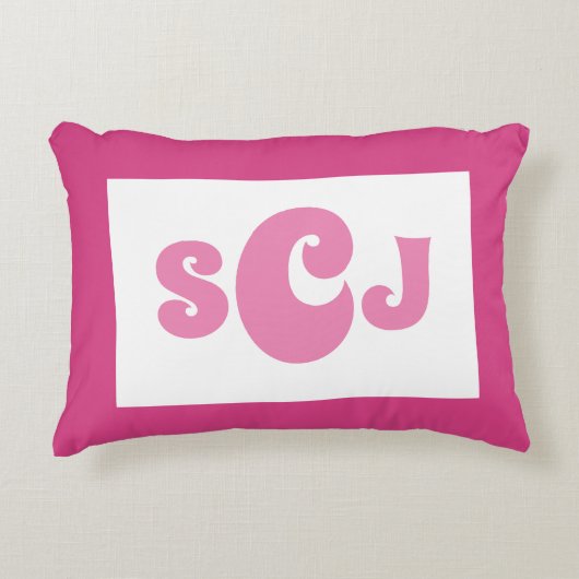 Hot Pink Monogram Girl Dekokissen (Vorderseite)