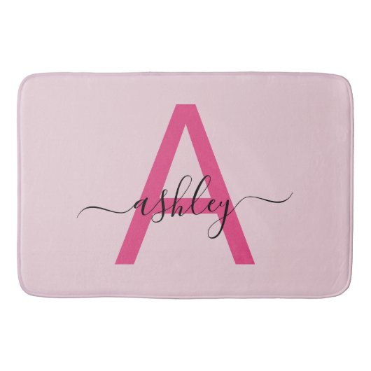 Hot-Pink-Monogram-Girl-Room Badematte (Vorderseite)