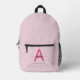 Hot Pink Monogram Girl's Back to School Bedruckter Rucksack