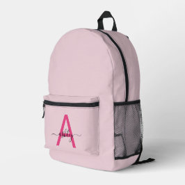Hot Pink Monogram Girl's Back to School Bedruckter Rucksack