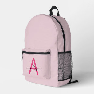 Hot Pink Monogram Girl's Back to School Bedruckter Rucksack