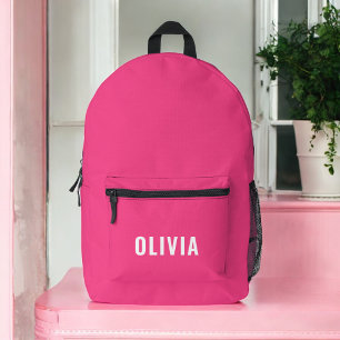 Hot Pink Monogram Girl's Back to School Bedruckter Rucksack