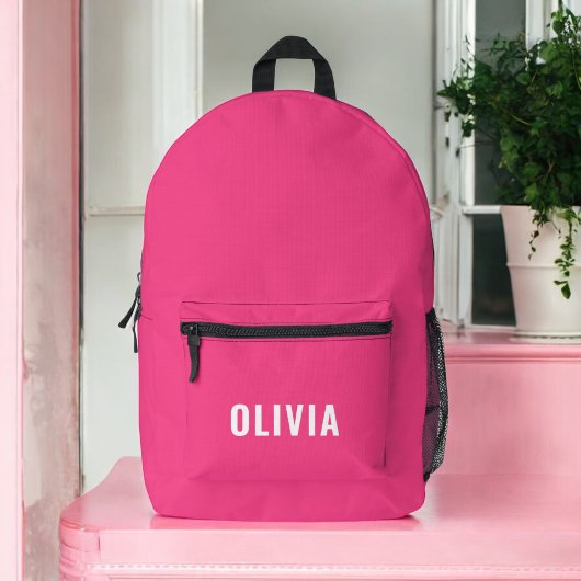 Hot Pink Monogram Girl's Back to School Bedruckter Rucksack