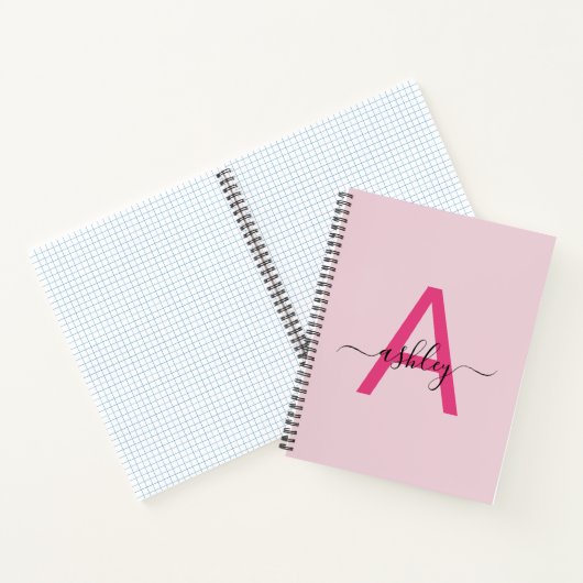 Hot Pink Monogram Girl's Back to School Notizblock (Innenseite)