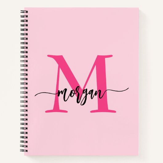 Hot Pink Monogram Girl's Back to School Notizblock (Vorderseite)