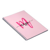 Hot Pink Monogram Girl's Back to School Notizblock (Rechte Seite)