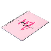 Hot Pink Monogram Girl's Back to School Notizblock (Linke Seite)
