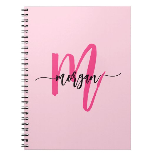 Hot Pink Monogram Girl's Back to School Notizblock (Vorderseite)