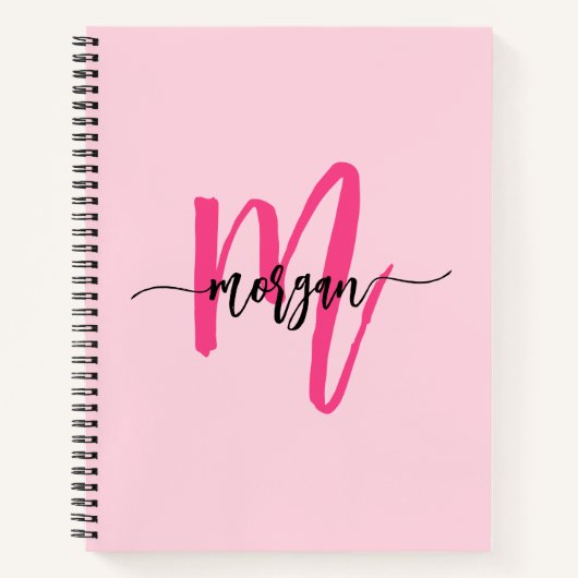 Hot Pink Monogram Girl's Back to School Notizblock (Vorderseite)