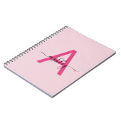 Hot Pink Monogram Girl's Back to School Notizblock (Linke Seite)