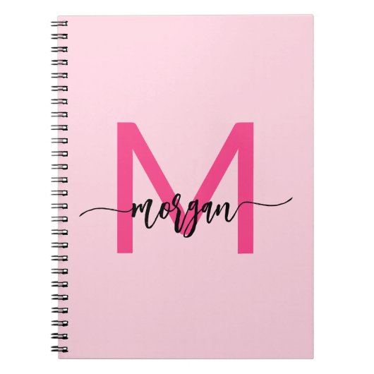 Hot Pink Monogram Girl's Back to School Notizblock (Vorderseite)