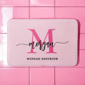 Hot Pink Monogram Girl's Dorm Room Badematte