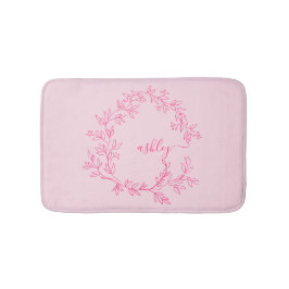 Hot Pink Monogram Girl's Dorm Room Badematte