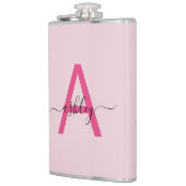 Hot Pink Monogram Girl's Junggeselinnen-Abschied Flachmann (Links)