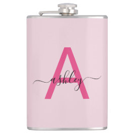Hot Pink Monogram Girl's Junggeselinnen-Abschied Flachmann