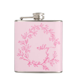 Hot Pink Monogram Girl's Junggeselinnen-Abschied Flachmann