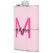 Hot Pink Monogram Girl's Junggeselinnen-Abschied Flachmann (Links)