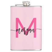 Hot Pink Monogram Girl's Junggeselinnen-Abschied Flachmann (Vorderseite)
