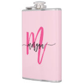 Hot Pink Monogram Girl's Junggeselinnen-Abschied Flachmann (Links)