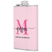 Hot Pink Monogram Girl's Junggeselinnen-Abschied Flachmann (Links)