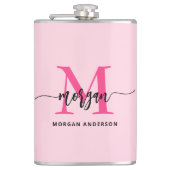Hot Pink Monogram Girl's Junggeselinnen-Abschied Flachmann (Vorderseite)