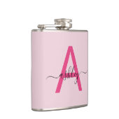 Hot Pink Monogram Girl's Junggeselinnen-Abschied Flachmann (Rechts)