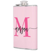 Hot Pink Monogram Girl's Junggeselinnen-Abschied Flachmann (Links)