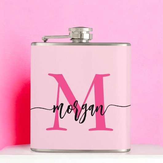 Hot Pink Monogram Girl's Junggeselinnen-Abschied Flachmann