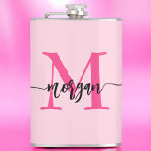 Hot Pink Monogram Girl's Junggeselinnen-Abschied Flachmann