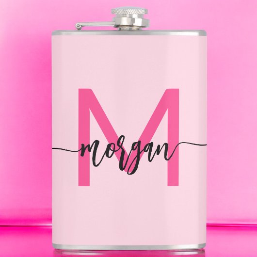 Hot Pink Monogram Girl's Junggeselinnen-Abschied Flachmann