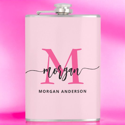 Hot Pink Monogram Girl's Junggeselinnen-Abschied Flachmann