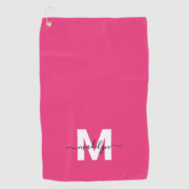 Hot Pink Monogram Golfhandtuch