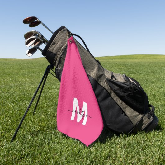 Hot Pink Monogram Golfhandtuch (Gras)