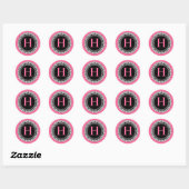 Hot Pink Monogram H Lilie Wedding Sticker (Blatt)