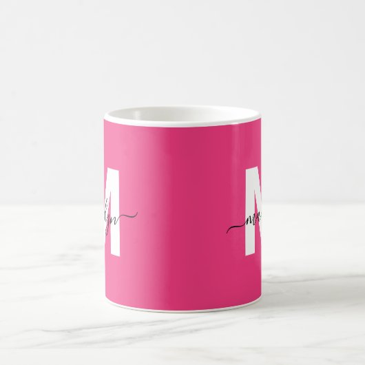 Hot Pink Monogram Kaffeetasse (Mittel)