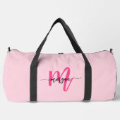 Hot Pink Monogram Name Girl's Script Sports Duffle Bag (Vorderseite)