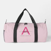 Hot Pink Monogram Name Girl's Script Sports Duffle Bag (Rückseite)