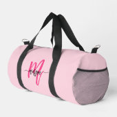 Hot Pink Monogram Name Girl's Script Sports Duffle Bag (Rechte Ecke)