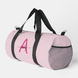 Hot Pink Monogram Name Girl's Script Sports Duffle Bag