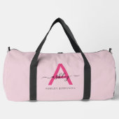 Hot Pink Monogram Name Girl's Script Sports Duffle Bag (Vorderseite)