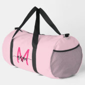Hot Pink Monogram Name Girl's Script Sports Duffle Bag (Rechte Ecke)
