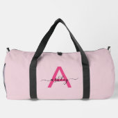 Hot Pink Monogram Name Girl's Script Sports Duffle Bag (Rückseite)