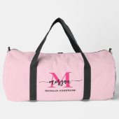 Hot Pink Monogram Name Girl's Script Sports Duffle Bag (Vorderseite)