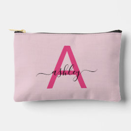 Hot Pink Monogram Name Girl's Script Zubehörtasche